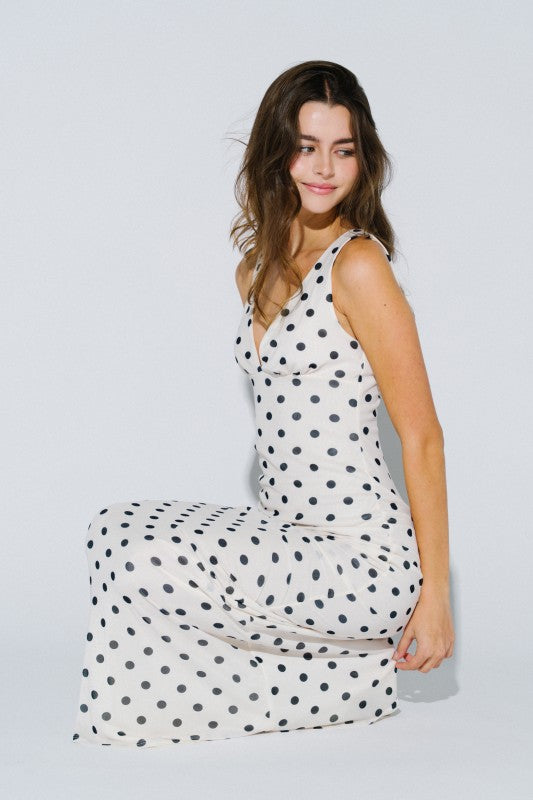 Espresso Nights Polka Dot Maxi Dress