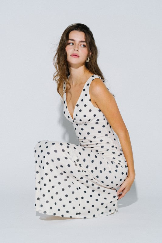 Espresso Nights Polka Dot Maxi Dress