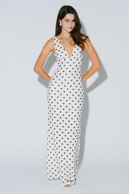Espresso Nights Polka Dot Maxi Dress