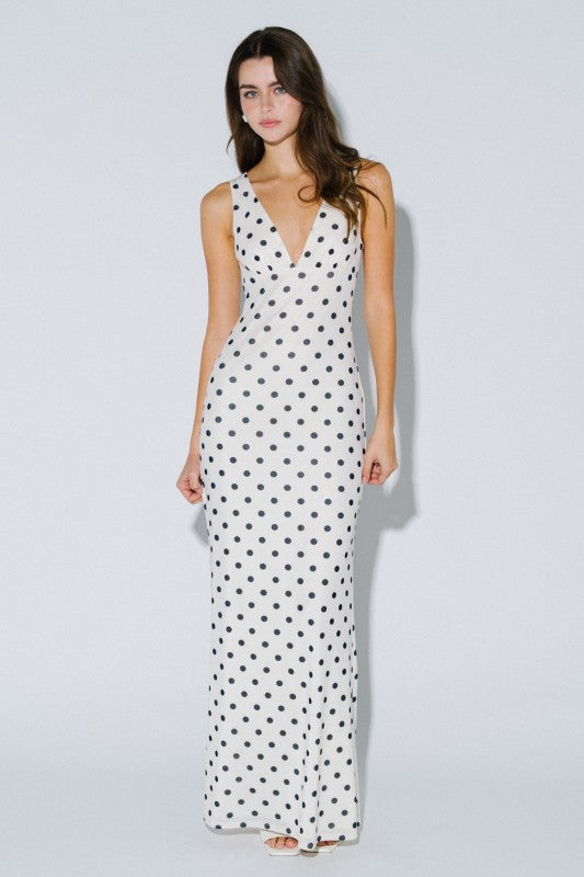 Espresso Nights Polka Dot Maxi Dress