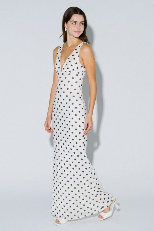Espresso Nights Polka Dot Maxi Dress