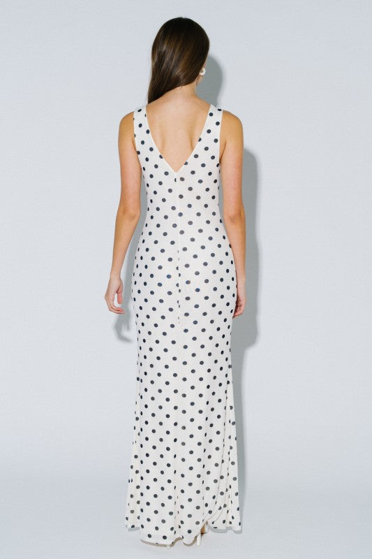 Espresso Nights Polka Dot Maxi Dress
