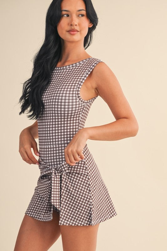 Gingham Charm Wrap Mini Dress