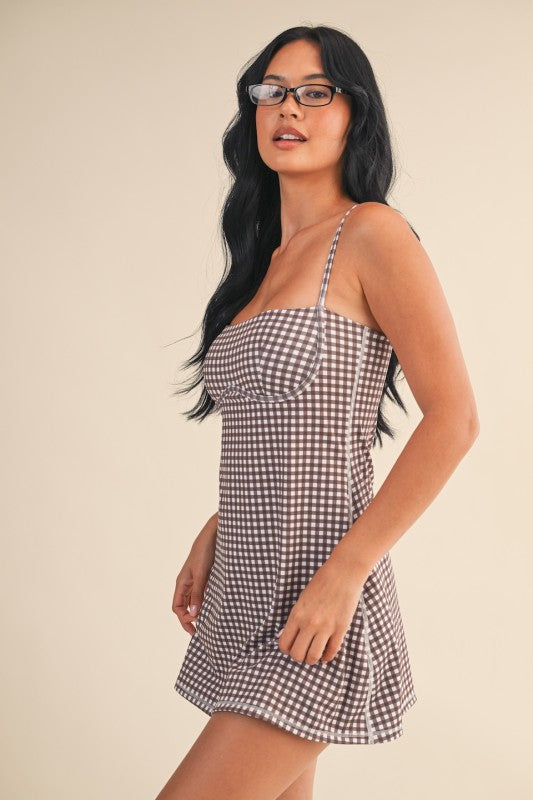 Gingham Sweetheart Soft Sculpt Mini Dress