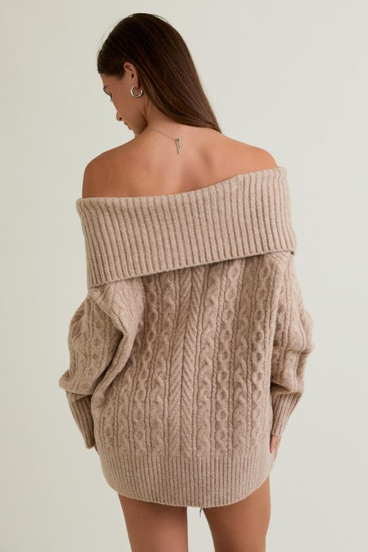 Sweater Weather Off-Shoulder Cable Knit