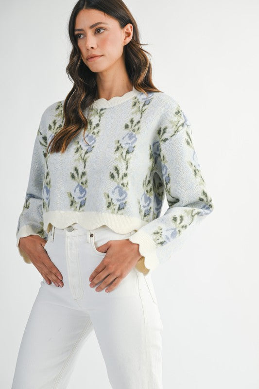 Fleurora Scallop Knit Sweater