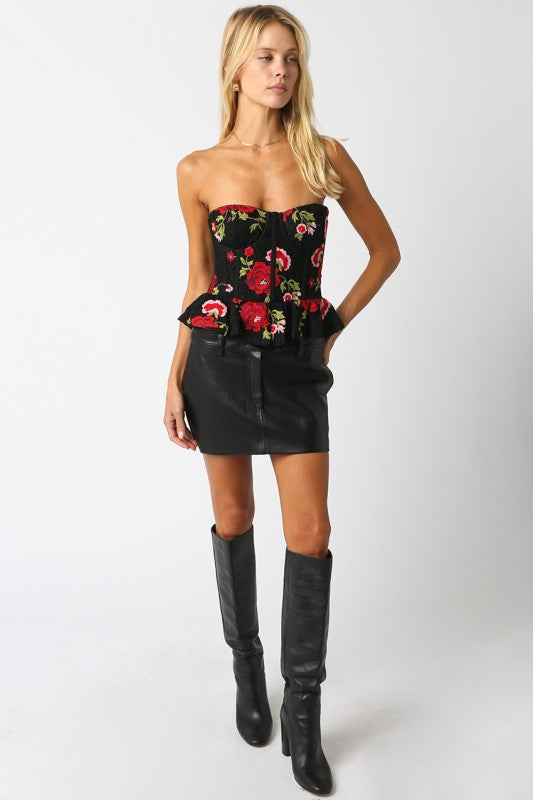 Courtyard Crush Floral Corset Peplum Top