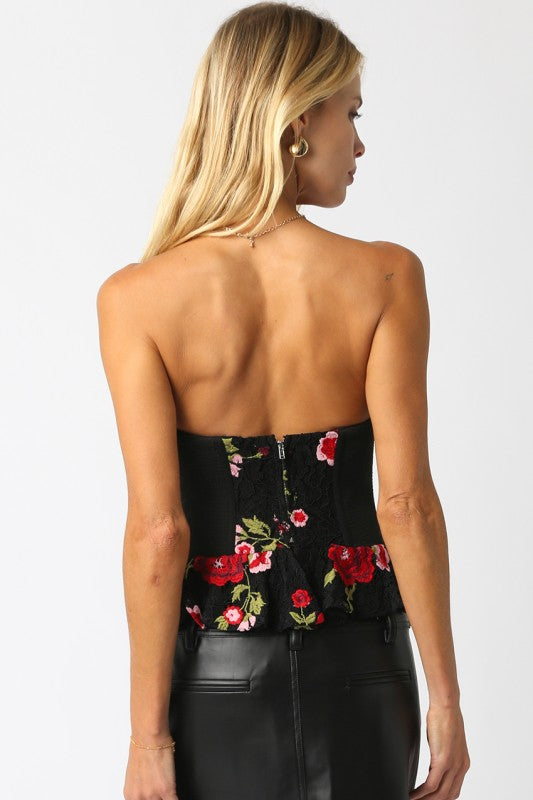 Courtyard Crush Floral Corset Peplum Top