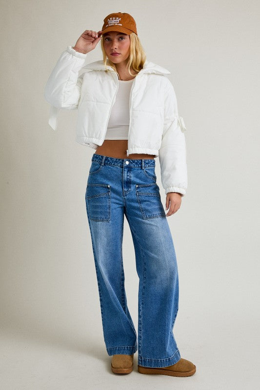 Blair Satin Tie Puffer Jacket