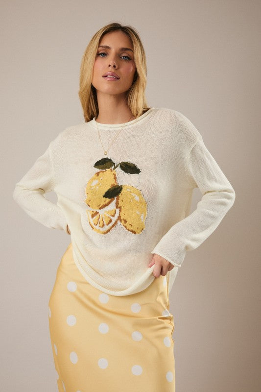 Fresh-Picked Lemons Knit Sweater