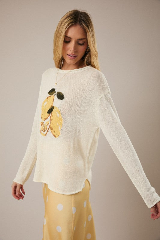 Fresh-Picked Lemons Knit Sweater