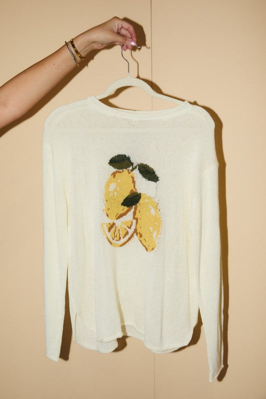 Fresh-Picked Lemons Knit Sweater