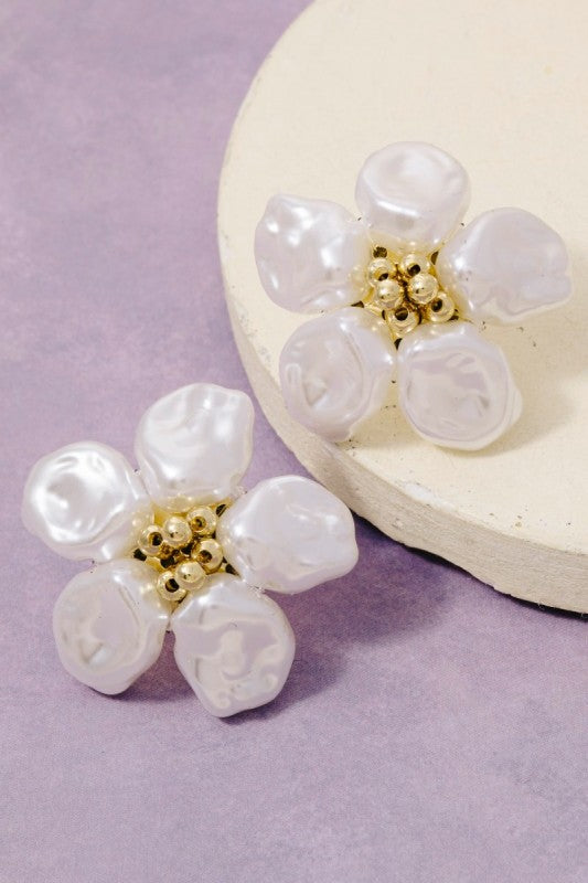 Pearl Petals Flower Stud Earrings