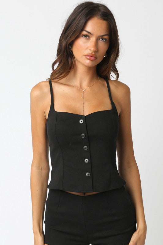 Little Black Button Top
