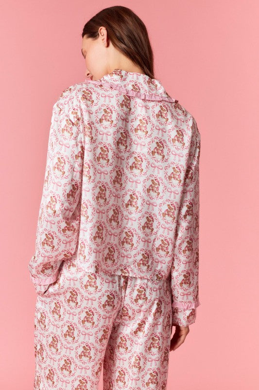 Bear & Bow Satin Pajama Top