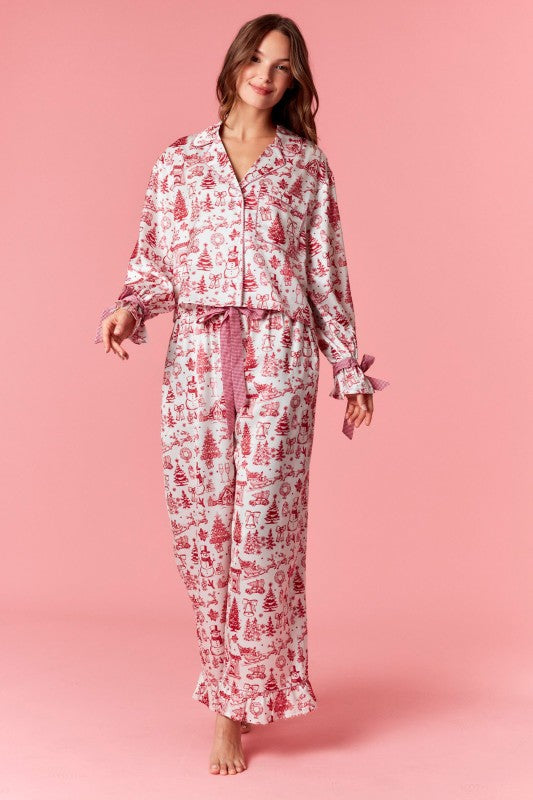 Holiday Chateau Satin Pajama Top