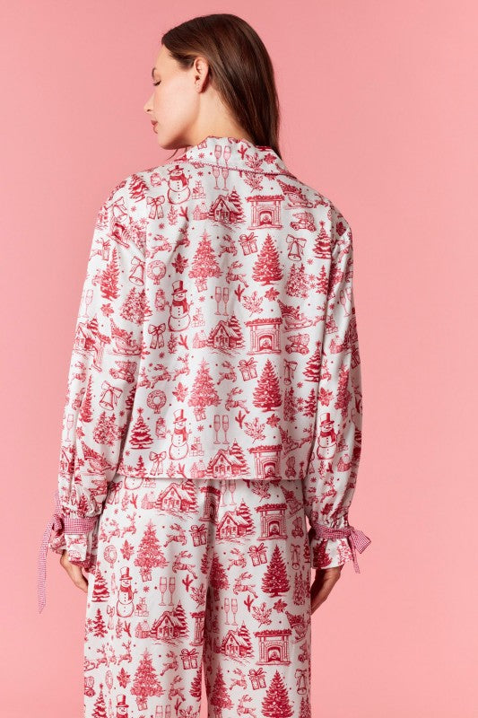 Holiday Chateau Satin Pajama Top