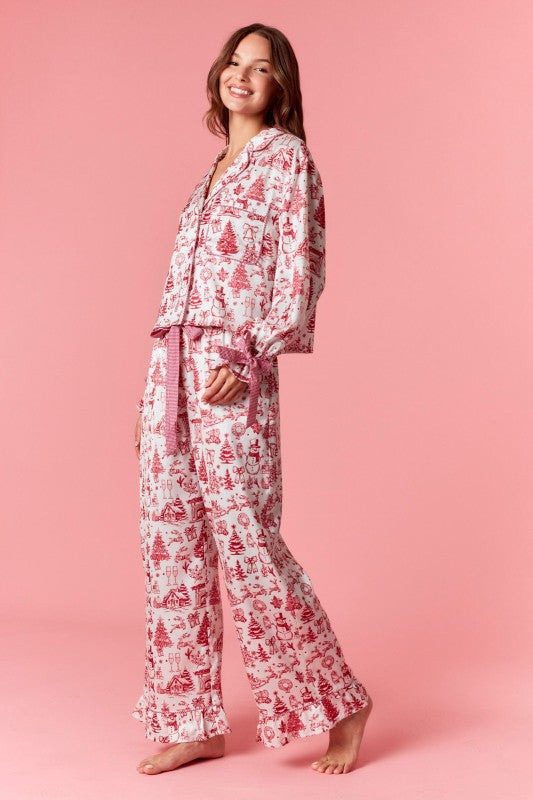 Holiday Chateau Satin Pajama Top