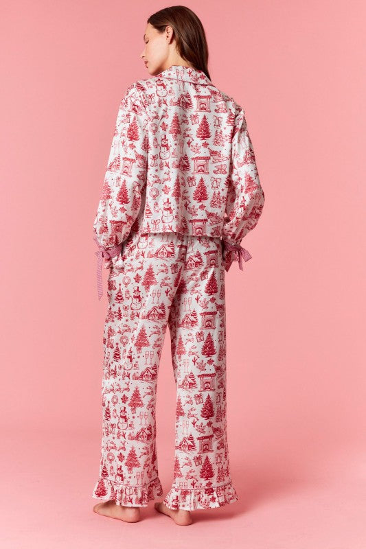 Holiday Chateau Satin Pajama Top