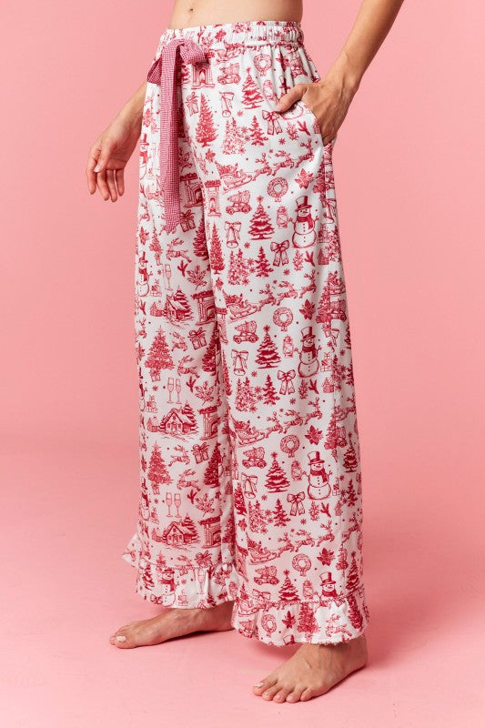 Holiday Chateau Satin Pajama Pants