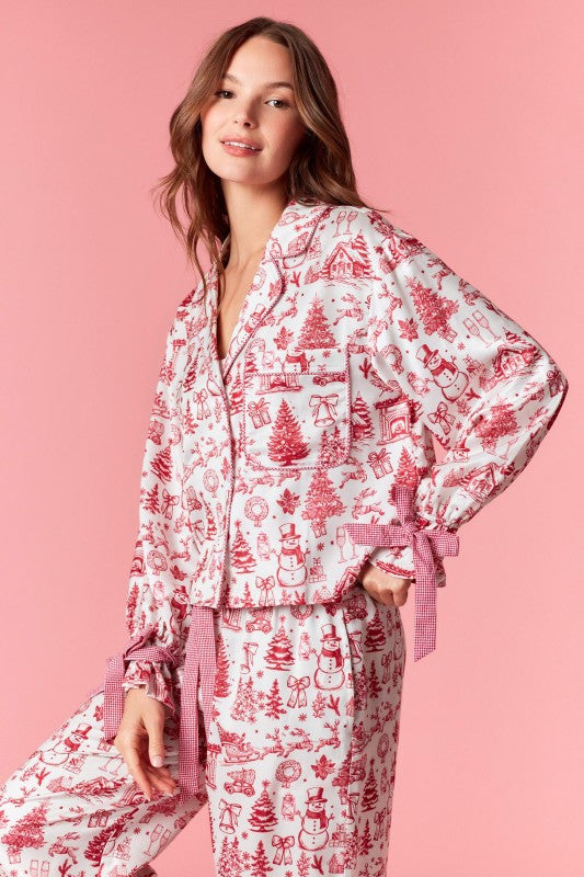 Holiday Chateau Satin Pajama Top