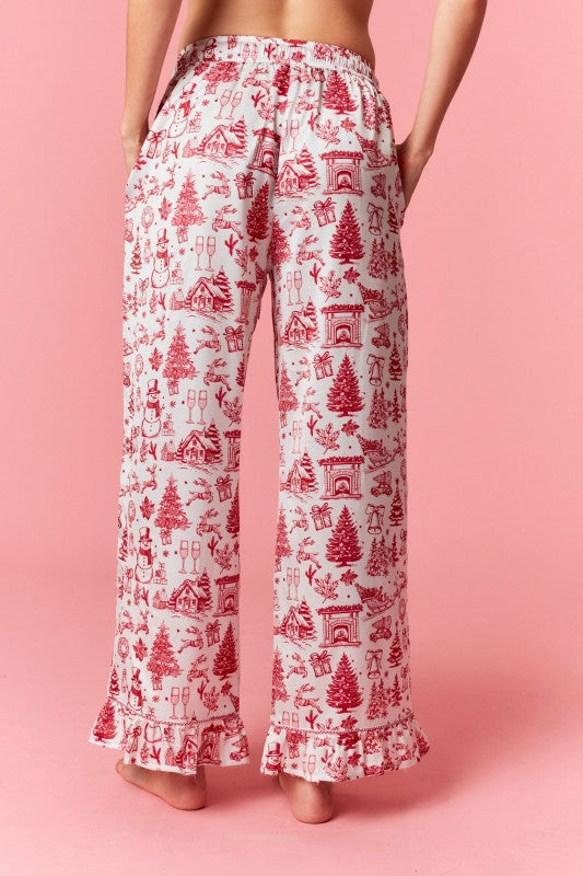Holiday Chateau Satin Pajama Pants