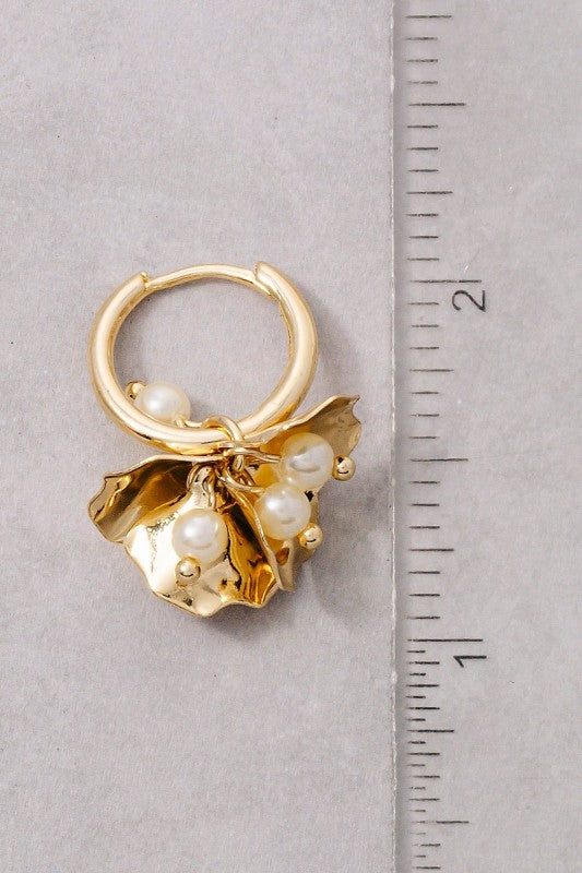 Petite Pearl Garden Hoop Earrings