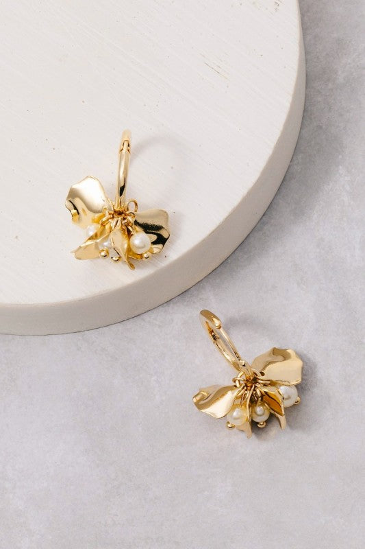 Petite Pearl Garden Hoop Earrings