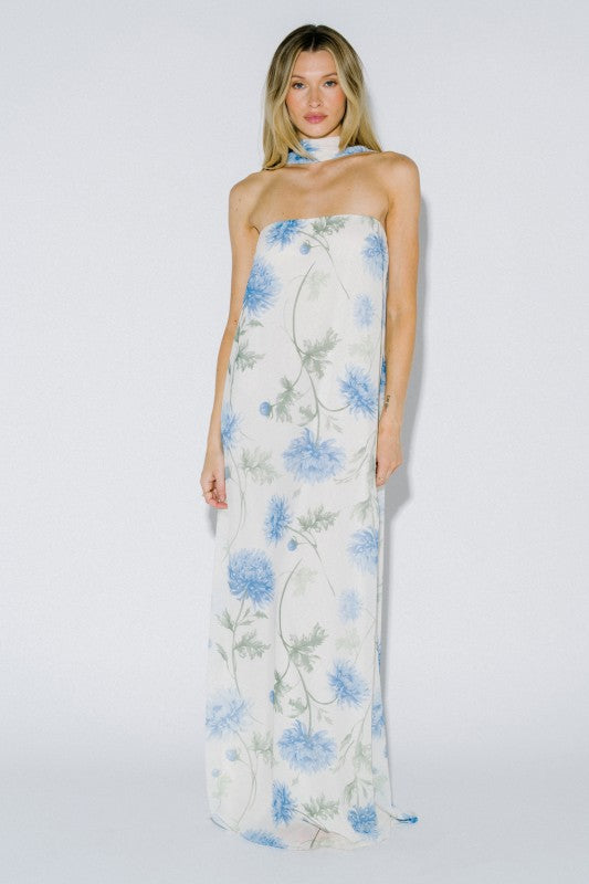 Porcelain Coast Floral Maxi Dress