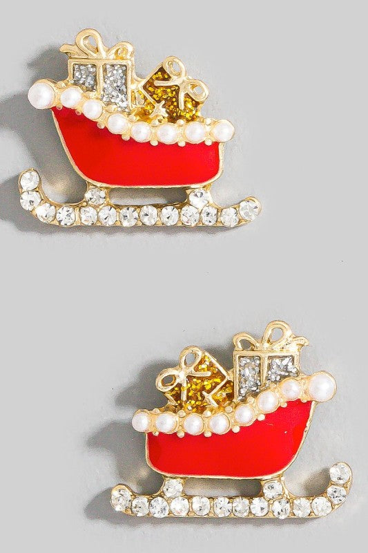 Santa’s Sleigh Stud Earrings