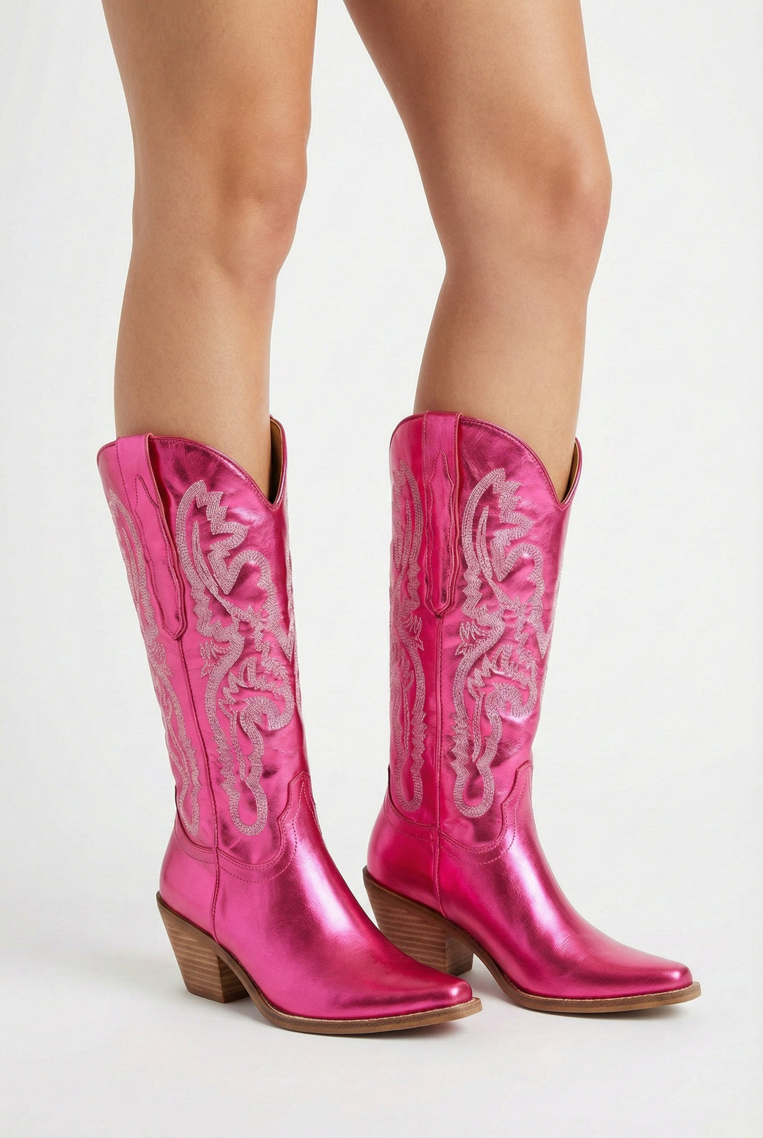 Hot Pink Metallic Western Cowboy Boots - Size 11