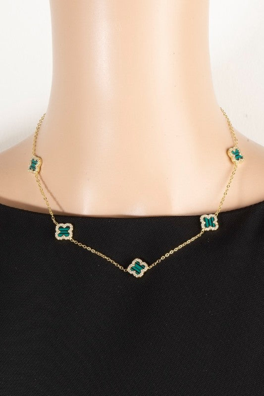 Cubic Zirconia Clover Station Necklace