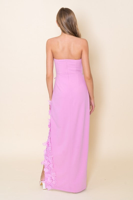 Éloise Floral Appliqué Column Maxi Dress