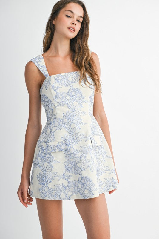 Garden Sketch Jacquard Mini Dress