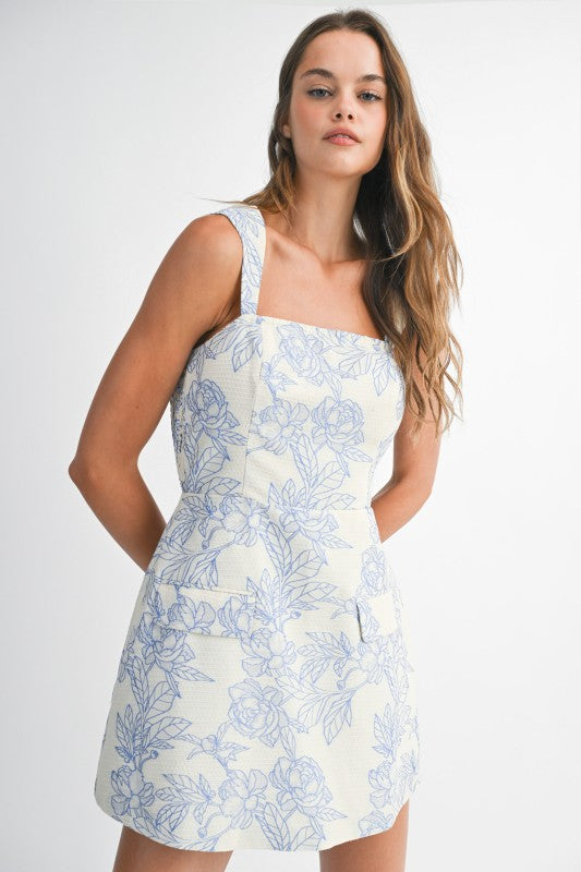 Garden Sketch Jacquard Mini Dress