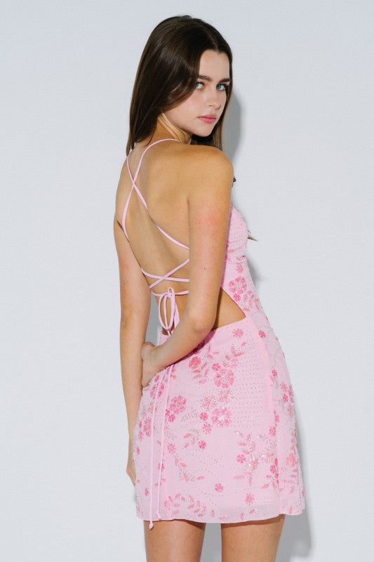 Blush Petal Beaded Mini Dress – Lithologie Co Blush Petal Beaded Mini Dress – Lithologie Co