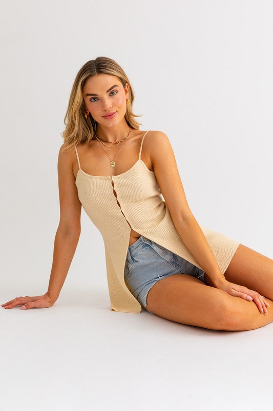 Local Charm Open Front Spaghetti Knit Top - Final Sale
