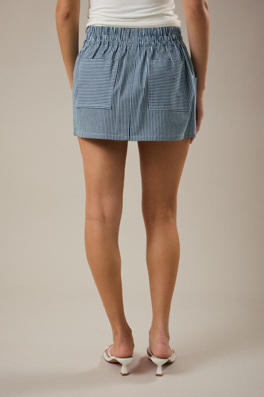 Main Street Striped Mini Skirt