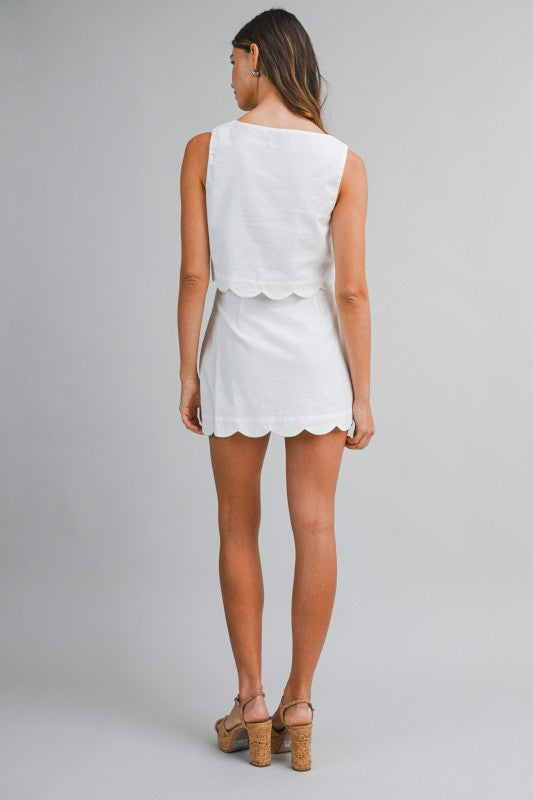 Millie Linen Scallop Mini Skirt
