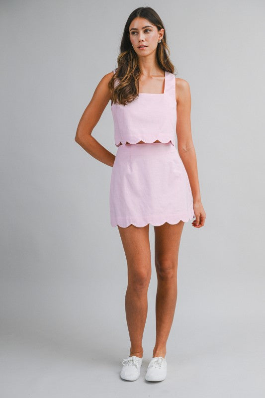 Millie Linen Scallop Mini Skirt