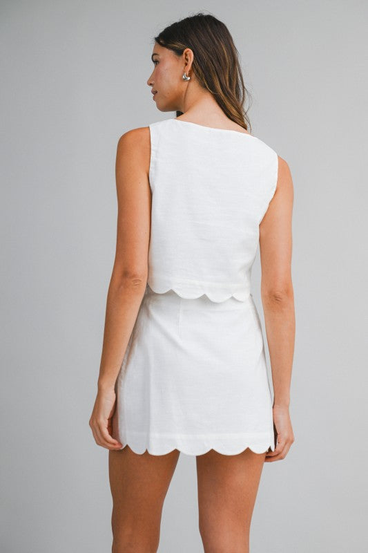 Millie Linen Scallop Mini Skirt