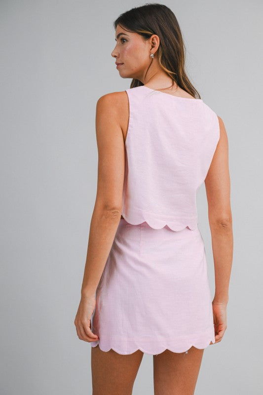 Millie Linen Scallop Mini Skirt