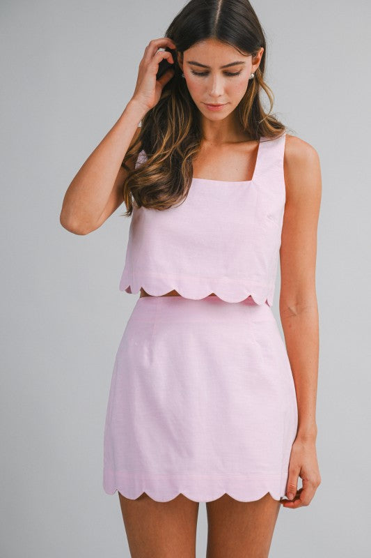 Millie Linen Scallop Mini Skirt