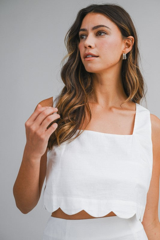 Millie Linen Scallop Mini Skirt