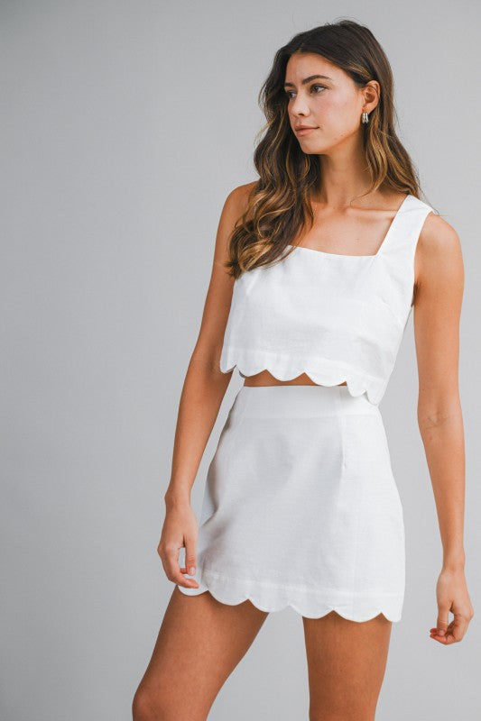 Millie Linen Scallop Mini Skirt