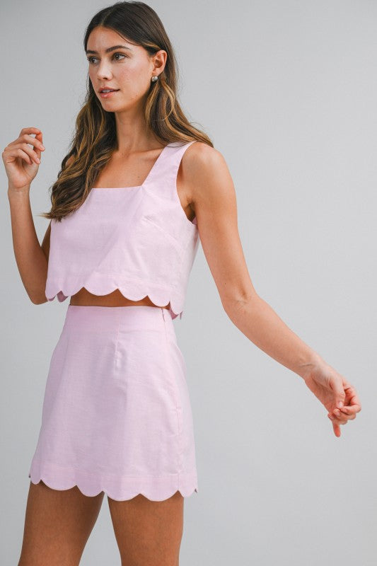 Millie Linen Scallop Mini Skirt