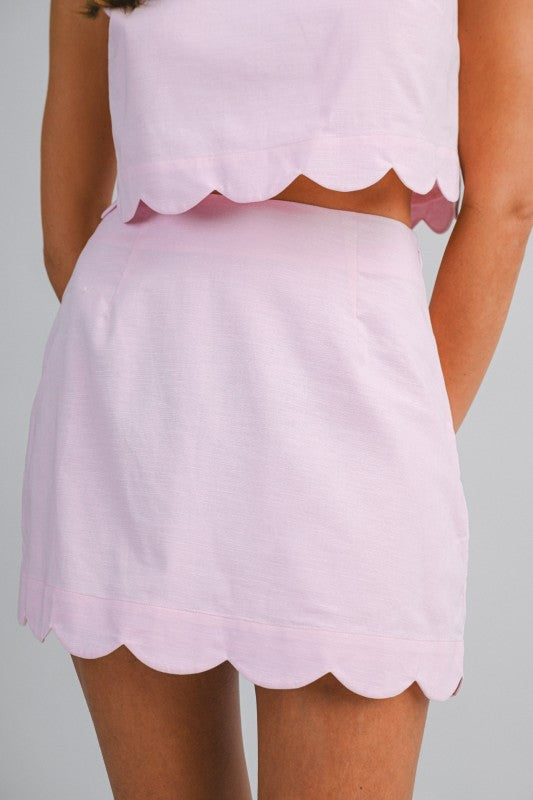 Millie Linen Scallop Mini Skirt