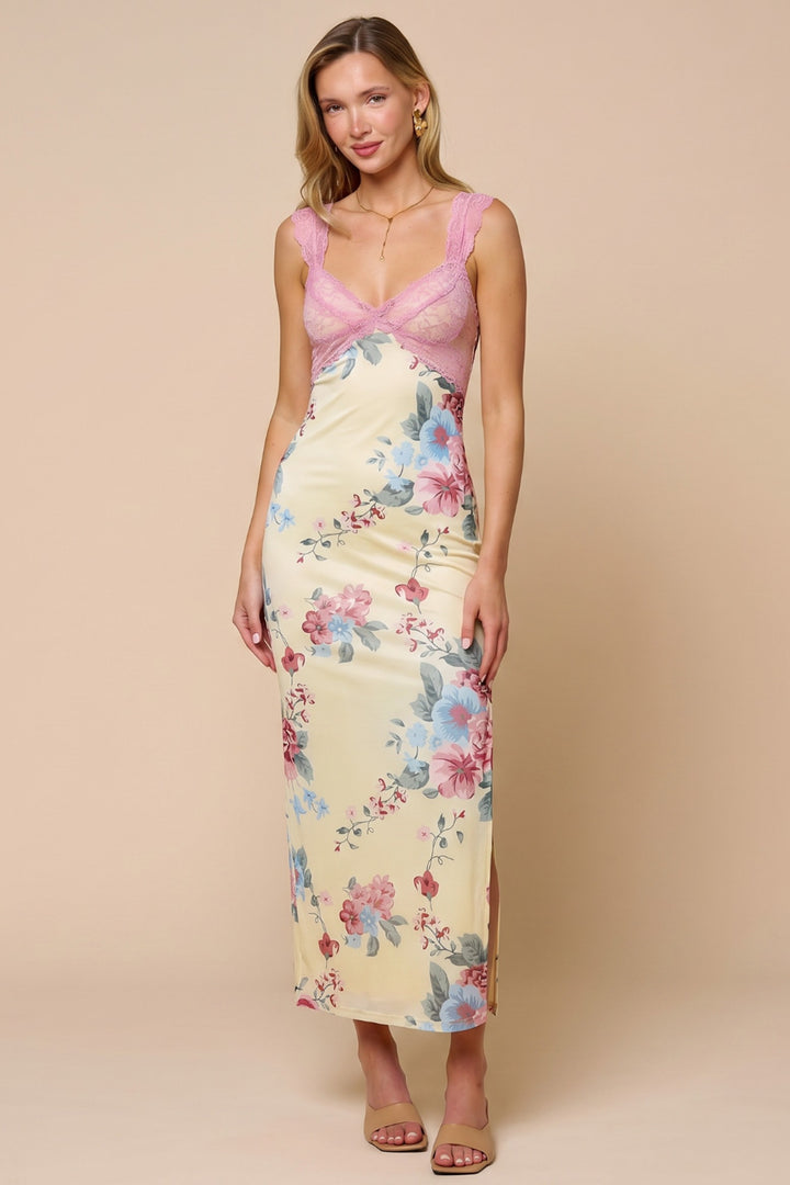 Sweet Tea Mesh Floral Maxi Dress