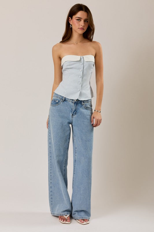 Folded Stripe Corset Top