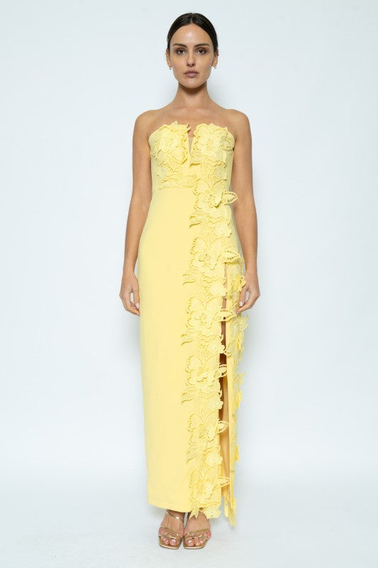 Éloise Floral Appliqué Column Maxi Dress